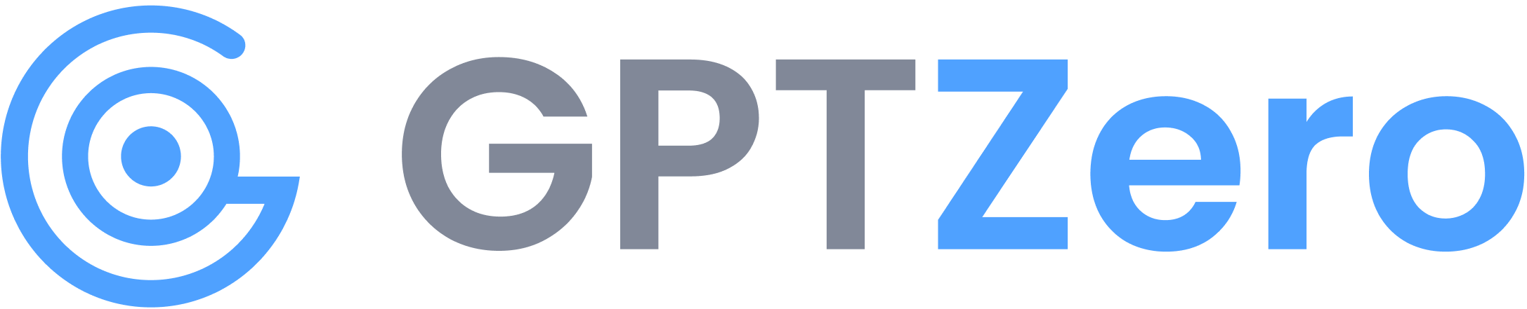 G with bulls-eye inside icon with GPTZero wordmark