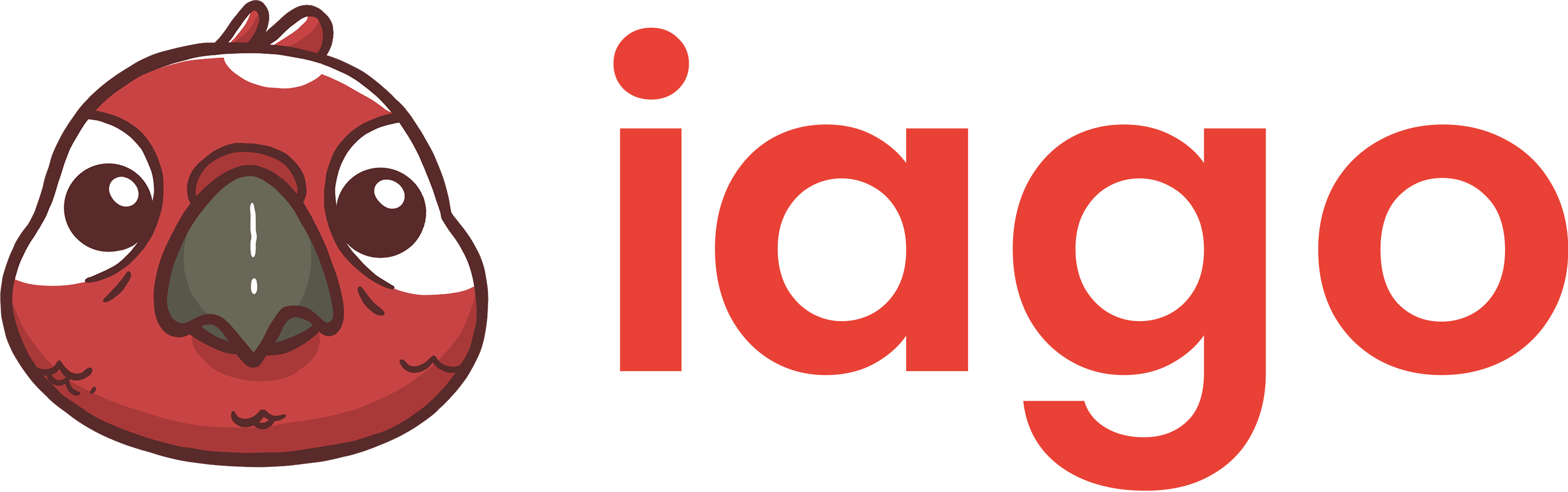 Red parrot/bird with iago wordmark in red