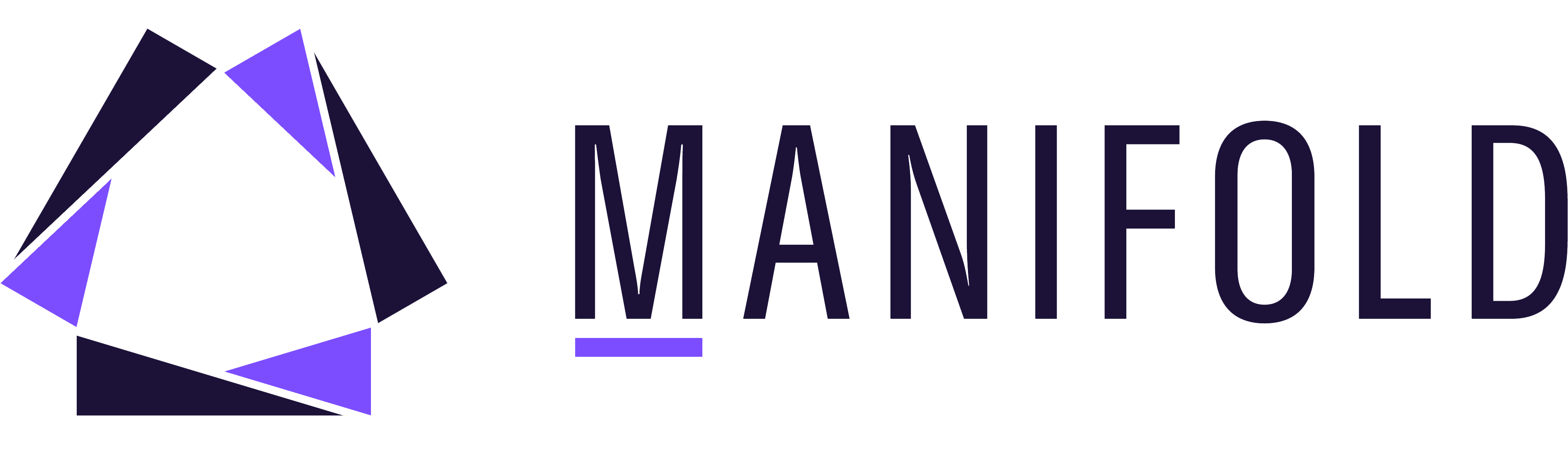 Manifold wordmark with visual icon to the left of a triangle made our of two mini triangles on each side